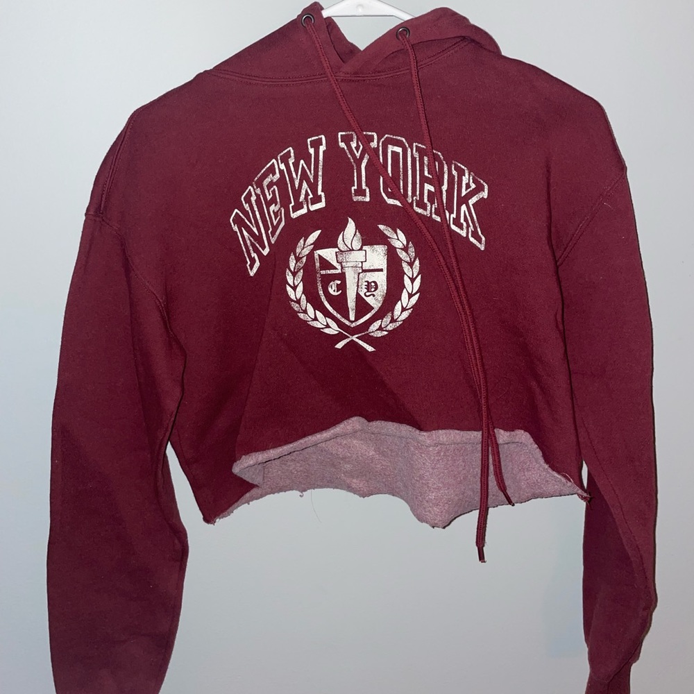 Women's Cropped Hoodie New York Graphic - Wild Fable - XS - Maroon - J407